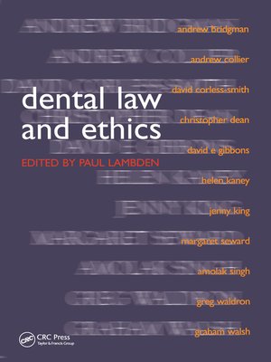 cover image of Dental Law and Ethics